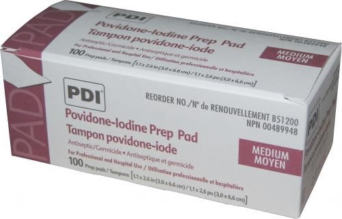 Tampons de préparation en povidone-iode - Boite de 100
