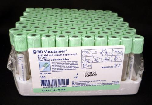 Tube BD Vacutainer® PST avec gel polymère et héparine de lithium 56 unités USP pour la séparation du plasma
