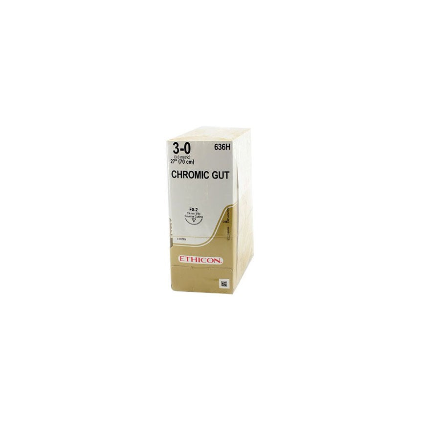 Suture résorbable, Gut Chromic | 3 - 0 19 mm - Boite de 36