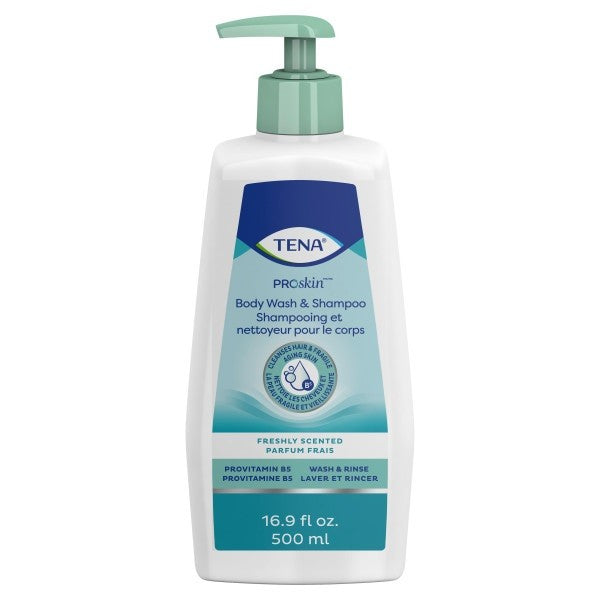 TENA® Shampoo &amp; Body Wash, Pump Bottle, 500 mL - Case of 10