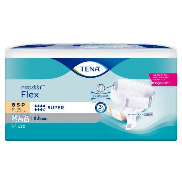 TENA® Flex™ Incontinence Briefs, Super Absorbent, Size 8, Small, 24 in. to 34 in. Peach - Case of 90