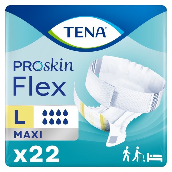 TENA® Flex™ Incontinence Briefs, Maximum Absorbency, Size 16, Large, 33 in. to 50 in. Yellow - Case of 66