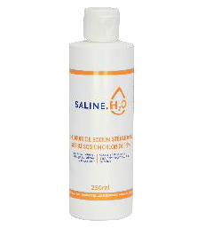 SALINE.H2O Solution stérile de chlorure de sodium 0.9% USP avec buse d’irrigation 250ml