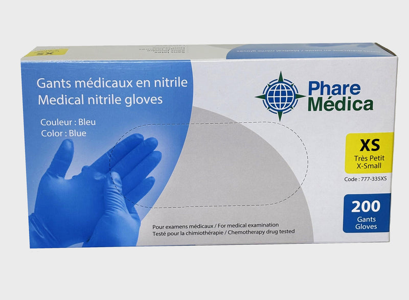 Gants médicaux en nitrile Bleu 3.5 mil 200/bte