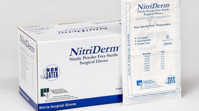 Nitriderm, stériles, sans poudre, gants chirurgicaux en nitrile, texturés, taille 6.0 - 50 paires/boîte