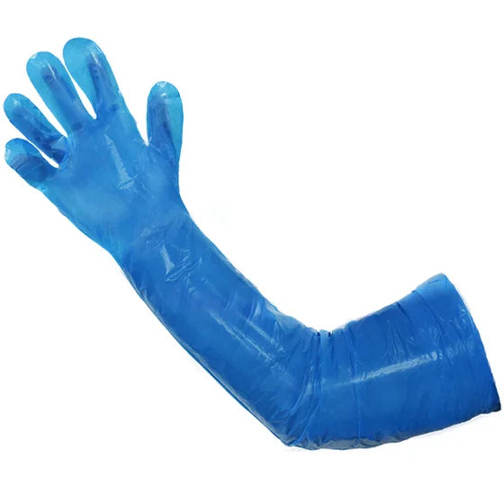 RONCO Poly Long 1 mil - Gants jetables en polyéthylène (PE) bleu, 36" - Caisse de 1000