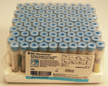 Tube de citrate en plastique BD Vacutainer®, citrate de sodium tamponné (0,109 M, 3,2 %) - BTE/100 CA/1000