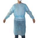 Blue REG POLY Isolation Gown with SYNTH ELASTIC CUFF - Case of 50