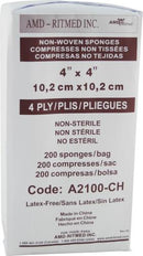 Non-woven 4x4 non-sterile gauze pad - 4 ply