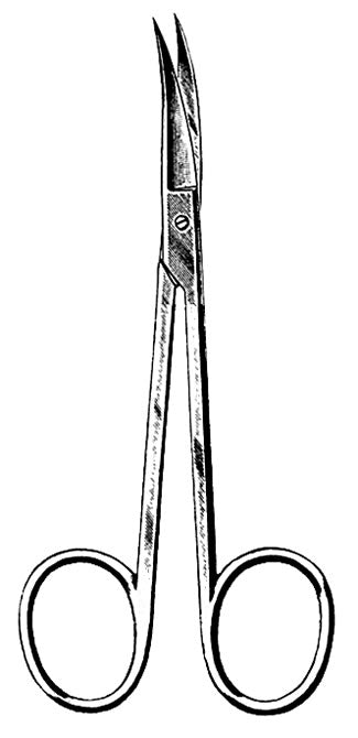 Ciseaux Iris, 11,4 cm (4 1/2 po.), 2 bouts fins, courbes, acier inoxydable