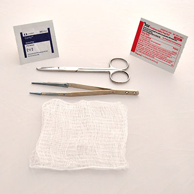 Plateau retrait suture a/ciseau S/S pince ET compresses