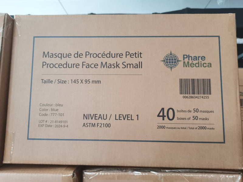 Masque de procédure Petit (pédiatrique) ASTM Level 1 - 50/boite