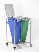Laundry Cart S/S MOBILE 2-bag 19W x 26L x 37inH w/pedal