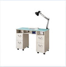 Manicure table with wood and glass top